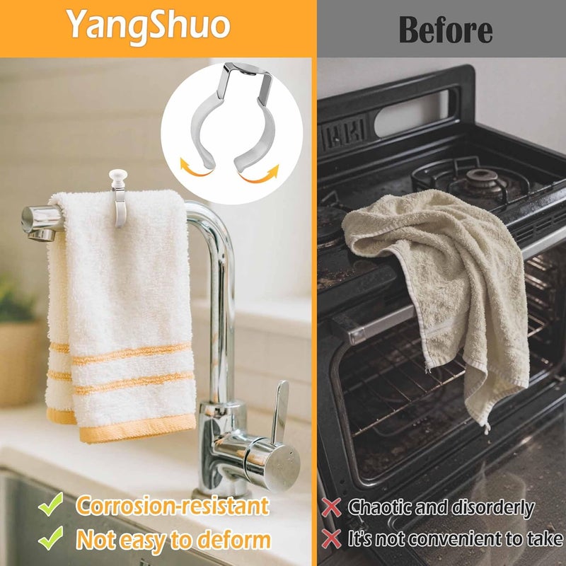 YANGSHUO Towel Clips Holder Kitchen: 4 Pack Heat-Resistant Steel Towel Clips - Prevents Towel Falling on Oven Handle, Stove, Dishwasher, Bathroom Rack, Holds Towels & Blankets - Image 4